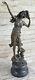 Turc Woman To Play Tambourin Musical Art Deco Bronze Sculpture By Moreau