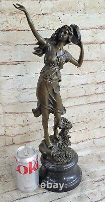 Turc Woman To Play Tambourin Musical Art Deco Bronze Sculpture By Moreau