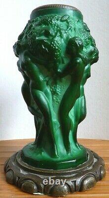 Vase Art Deco By Heinrich Hoffmann (1875-1939) Bohemian Candlestick Naked Woman