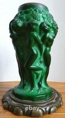 Vase Art Deco By Heinrich Hoffmann (1875-1939) Bohemian Candlestick Naked Woman