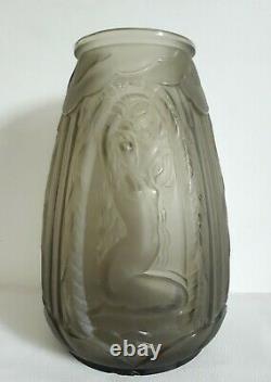 Verlys (1925-1946) Glass Vase Decoration Naked Women 1930 Art Deco