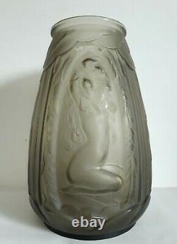 Verlys (1925-1946) Glass Vase Decoration Naked Women 1930 Art Deco