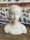 Very Beautiful Alabaster Sculpture Statue Woman Art Deco Carved Bust 1920