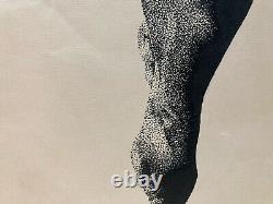 Very Beautiful Ink Drawing Young Woman Art 1977 Pointillism Nude Erotic Naked Point