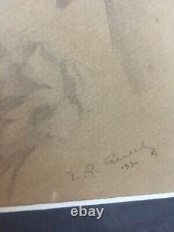 Very Beautiful Lead Pencil Drawing Art Deco Portrait of a Young Woman 1930 to Identify