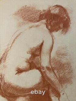 Very Beautiful Painting Blood Drawing Erotic Woman Art Deco 1930 Has Identified