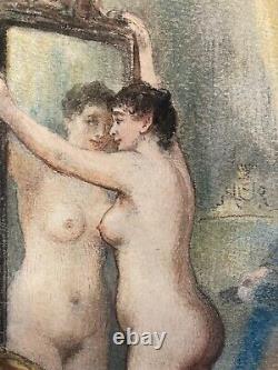 Very Beautiful Painting Gouache Prostitute Pencil Erotic Woman Nu Prosstitution 1920
