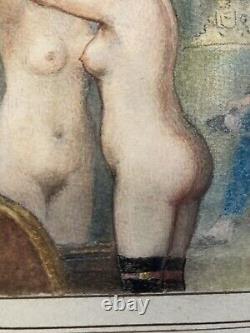 Very Beautiful Painting Gouache Prostitute Pencil Erotic Woman Nu Prosstitution 1920