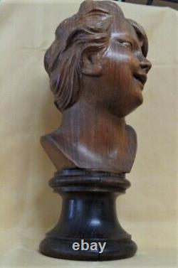 Very Pretty Bust of a Young Woman in Wood Art Deco