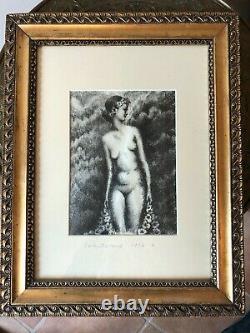 Very Pretty Nude Woman Drawing Art Deco 1931 Edith Desternes Charcoal