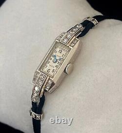 Very beautiful Women's Bracelet Watch Glycine Art Deco Platinum Diamond