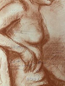 Very beautiful blood drawing painting Erotic woman Art Deco 1930 to identify art