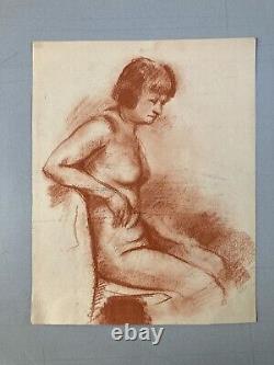 Very beautiful painting, sanguine drawing, erotic woman, Art Deco 1930, to identify art.