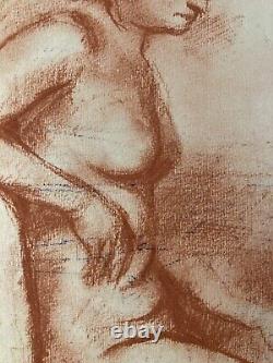 Very beautiful sanguine drawing painting Erotic woman Art Deco 1930 to identify art.