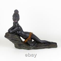 Vintage 1950s African Woman Statue Art Deco Sculpture