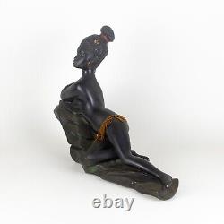 Vintage 1950s African Woman Statue Art Deco Sculpture