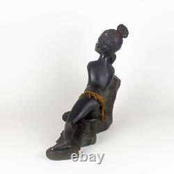 Vintage 1950s African Woman Statue Art Deco Sculpture