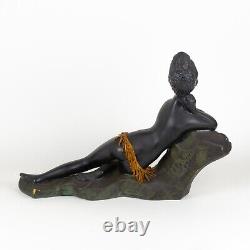 Vintage 1950s African Woman Statue Art Deco Sculpture