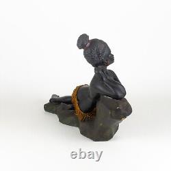 Vintage 1950s African Woman Statue Art Deco Sculpture