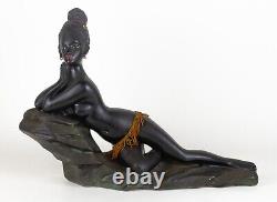 Vintage 1950s African Woman Statue Art Deco Sculpture