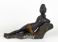 Vintage 1950s African Woman Statue Art Deco Sculpture