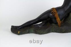 Vintage 1950s African Woman Statue Art Deco Sculpture