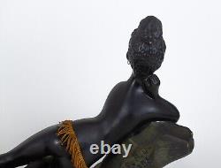 Vintage 1950s African Woman Statue Art Deco Sculpture