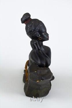 Vintage 1950s African Woman Statue Art Deco Sculpture