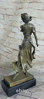 Vintage Art Deco 100% Solid Bronze Art Work Woman Dancer Sculpture