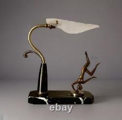 Vintage Art Deco Art Nouveau Sculpture of a Acrobat Woman in Bronze Lamp