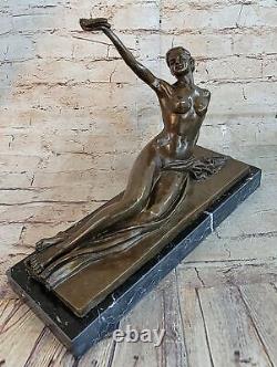 Vintage Art Déco / Art Nouveau Style Bronze Statue of Seated Woman