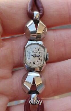 Vintage Art Deco Bernard manual winding two-tone dial women's watch