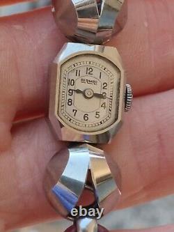 Vintage Art Deco Bernard manual winding two-tone dial women's watch