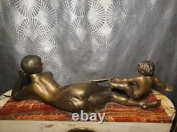 Vintage Art Deco Clock Pendulum 1930 LIMOUSIN Sculpture Statue Woman Child