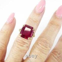 Vintage Art Deco Women's Ring 14K Yellow Gold Plated Ribbon 4Ct Simulated Ruby