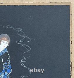 Vintage Gouache Art Deco Sylvio Portrait Woman Fashion Cigarette Pouting Pierrot