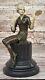 Vintage Sculpture Statue Female Model Art Deco Female Figurine Bronze Affair