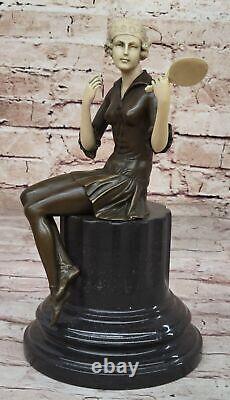 Vintage Sculpture Statue Female Model Art Deco Female Figurine Bronze Affair