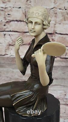 Vintage Sculpture Statue Female Model Art Deco Female Figurine Bronze Affair