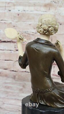 Vintage Sculpture Statue Female Model Art Deco Female Figurine Bronze Affair