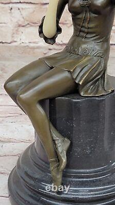 Vintage Sculpture Statue Female Model Art Deco Female Figurine Bronze Affair