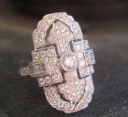 Vintage Style Art Deco Diamond Women's Engagement Ring 14K White Gold on S925