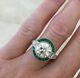 Vintage Style Art Deco Emerald Diamond Women Engagement Ring 925 Silver