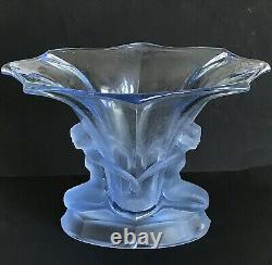 Walther & Sohne Vase Art Deco ́windsor ́ Blue 1930 2 Naked Women Germany