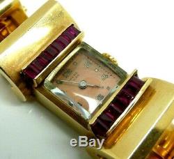 Watch D'era Art Deco Women 30 Years Solid 18k Gold With Natural Ruby