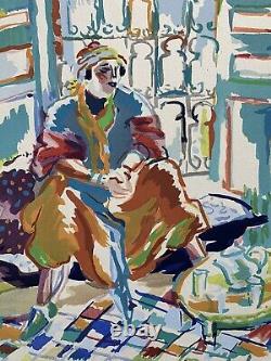 Watercolor Gouache Woman Orientalist Africanist Morocco Algeria Tunisia 1940