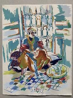 Watercolor Gouache Woman Orientalist Africanist Morocco Algeria Tunisia 1940