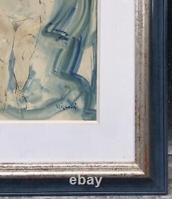 Watercolor Painting Art Deco Sylvain VIGNY (1903-1970) Portrait of a Nude Female Woman