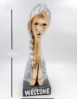 Welcome Woman Statue Creative Abstract Design Art Figurine For Home