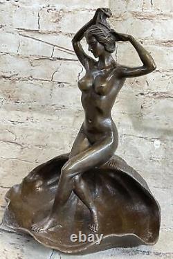 West Art Deco Sculpture Bronze Marble Beautiful Woman Flower Girl Statue for Sale